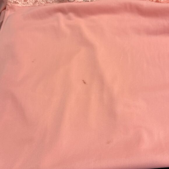 Vintage Shadowline Robe Large Peach Silky Button Lace Nightgown Knee Length - Picture 9 of 9